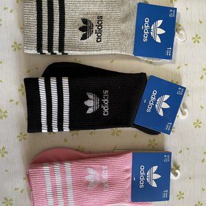 Adidas Gray black pink long socks